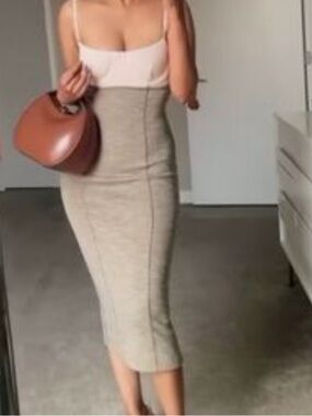 Song of Style Blush and Taupe Midi Knit Slip Dress